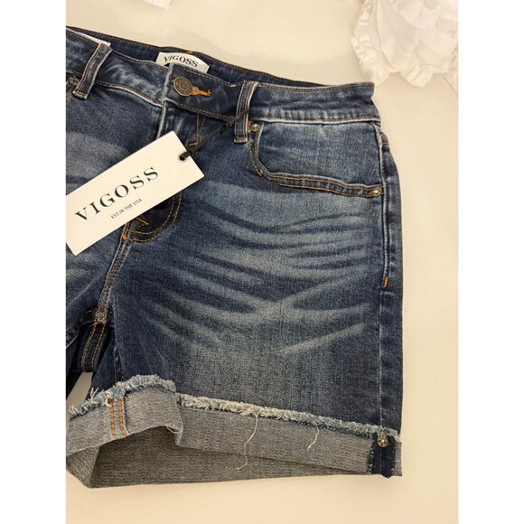 Vigoss Womens Marley Dark Wash Denim Shorts With Raw Hem Size 4/27 - Picture 5 of 5